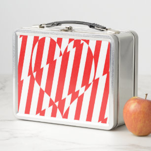 Lunch Box Rouge Abstrait n Blancs Valentine Coeur