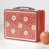 Lunch Box Rouge Floral Vibrant Ornate Classé Motif (En situation)
