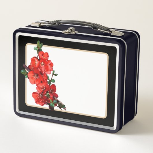 Lunch Box Rouge Japonais en fleurs de coing illustration noi (Devant)