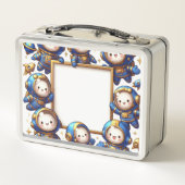 Lunch Box Royal Blue Gold Astronaut Playful Space Suits (Dos)