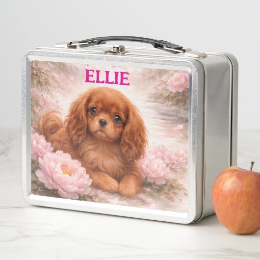 Lunch Box Ruby cavalier spaniel, Floraison printanière (En situation)