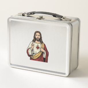 Lunch Box Sacré-Cœur Jésus Gravure Vintage Art Vectoriel_1