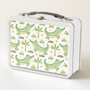 Lunch Box Safari africain : Crocodile et palmiers aquarelles