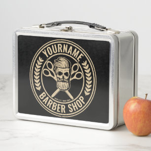 Lunch Box Salon de coiffure personnalisé Skull Rockabilly