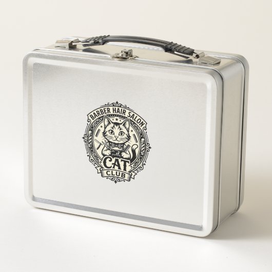 Lunch Box Salon de coiffure pour hommes Chat drôle Graphique (Devant)