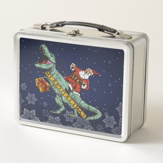 Lunch Box Santa à cheval sur T Rex - Joyeux Trexmas (Devant)