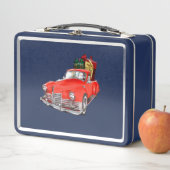 Lunch Box Santa Claus dans une vieille vieille voiture ancie (En situation)
