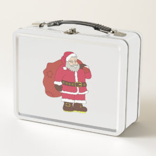 Lunch Box Santa Claus en rouge avec sac cadeau et lunettes