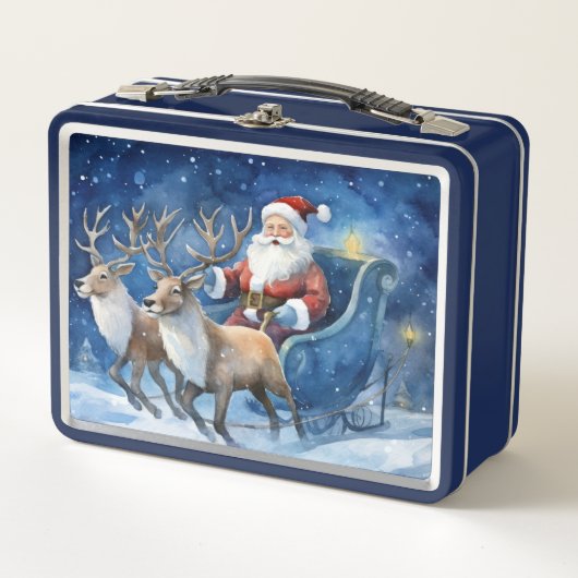Lunch Box Santa Clause with reindeer sleigh snowy landscape (Devant)