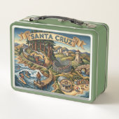 Lunch Box Santa Cruz California Illustrated Map UCSC Wharf (Dos)