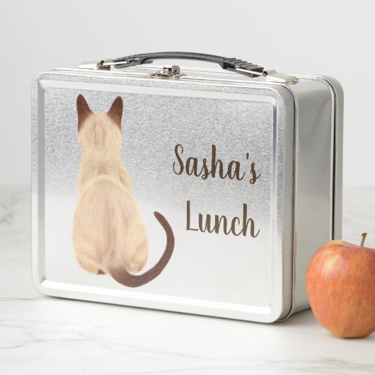Lunch Box Sasha Siamese Chat assis en arrière Vue Kitty Cust (En situation)