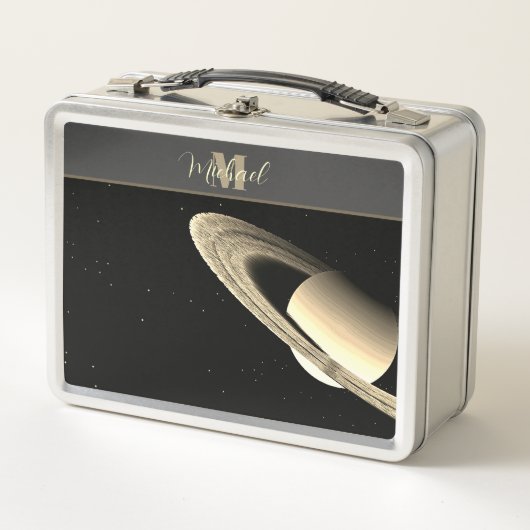 Lunch Box Saturne astronomie univers noir (Devant)