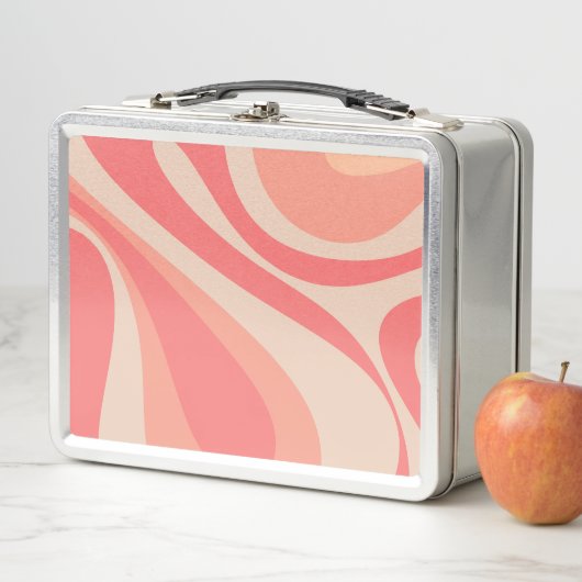 Lunch Box Saumon rose Mod Swirl Pastel Abstrait esthétique (En situation)