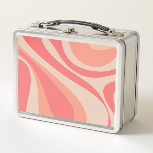 Lunch Box Saumon rose Mod Swirl Pastel Abstrait esthétique (Devant)