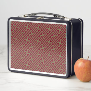 Lunch Box Sayagata motif, japonais, bourgogne et or