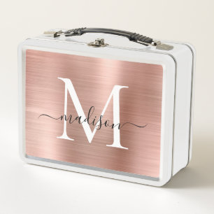 Lunch Box Scénario de monogramme de métal brossé en or de Gl
