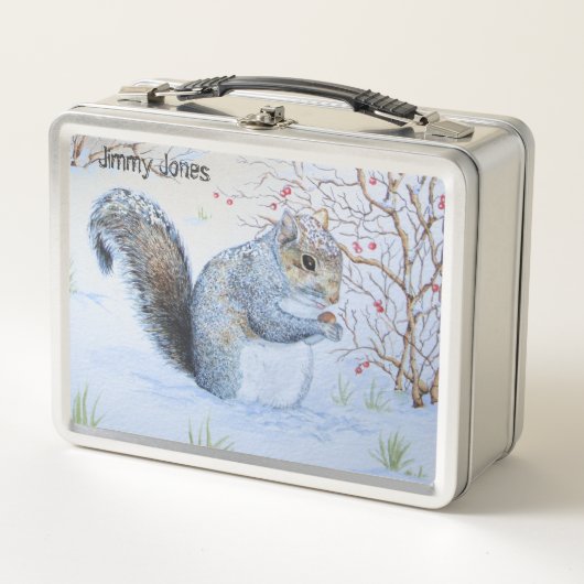 Lunch Box scène de neige d'écureuil gris mignon faune (Devant)