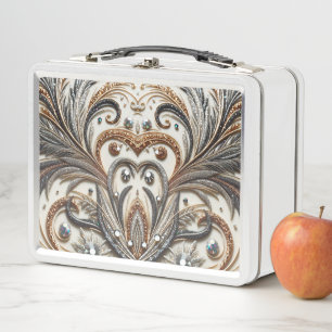Lunch Box Schéma floral brillant avec pierre de gemme