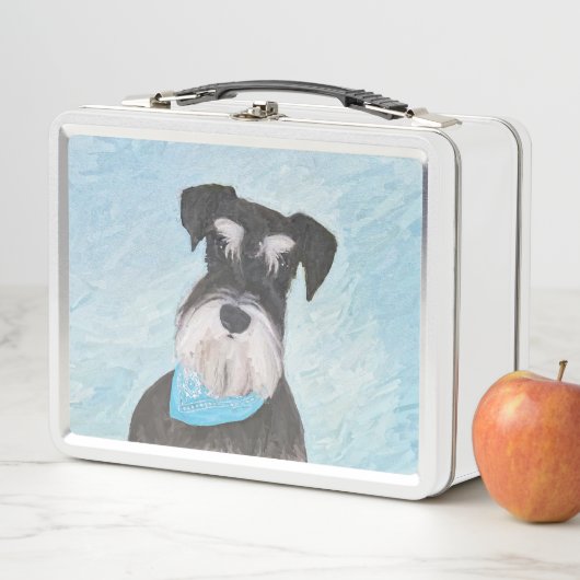 Lunch Box Schnauzer (Miniature) Peinture - Joli chien origin (En situation)