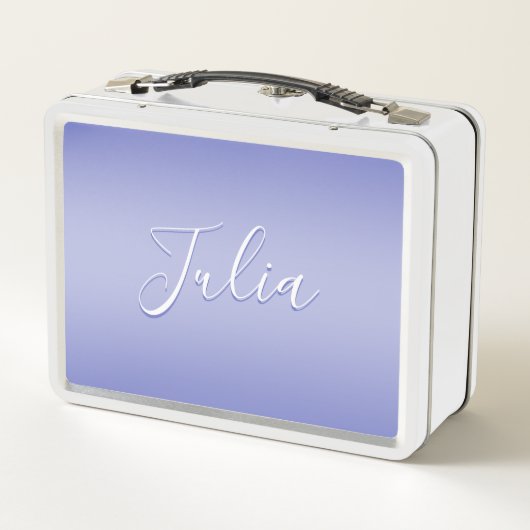Lunch Box Script cursif modifiable | Violet blanc et violet (Dos)