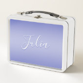Lunch Box Script cursif modifiable | Violet blanc et violet (Devant)
