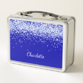 Lunch Box Script de nom de la parties scintillant bleue roya (Dos)
