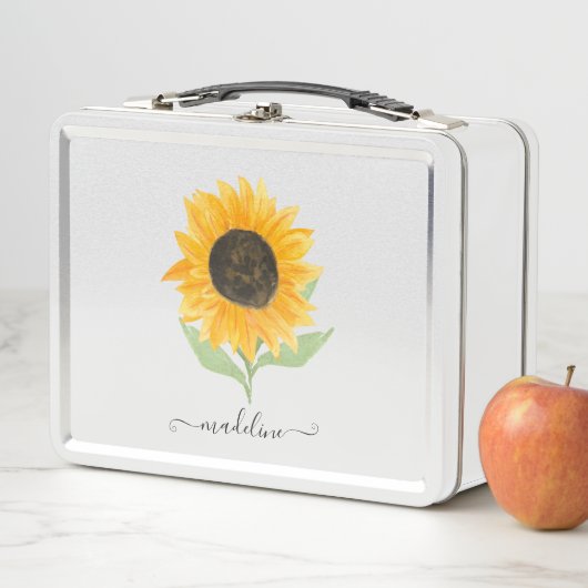 Lunch Box Script de nom personnalisé tournesol rustique mini (En situation)