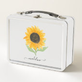 Lunch Box Script de nom personnalisé tournesol rustique mini (Devant)
