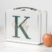 Lunch Box Script moderne Emerald Green Monogram (En situation)