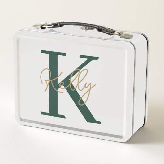 Lunch Box Script moderne Emerald Green Monogram (Dos)