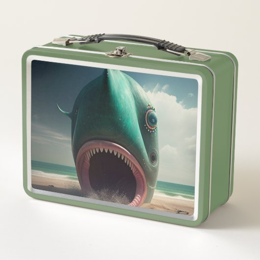Lunch Box Sculpture de requin sur la plage (Devant)