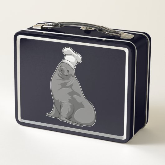 Lunch Box Seal as Cook with Chef casquette (Dos)