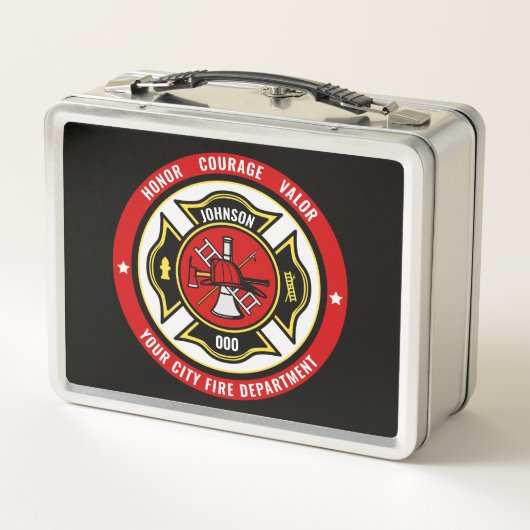 Lunch Box Secourt de pompier AJOUTER LE NOM Insigne du servi (Dos)