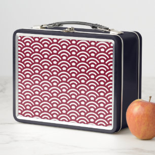 Lunch Box Seigaiha, Vagues, Japonais, Bourgogne et Blanc