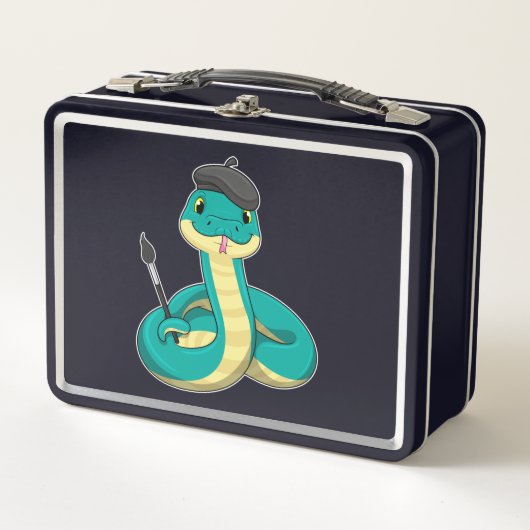 Lunch Box Serpent comme peintre avec pinceau (Devant)