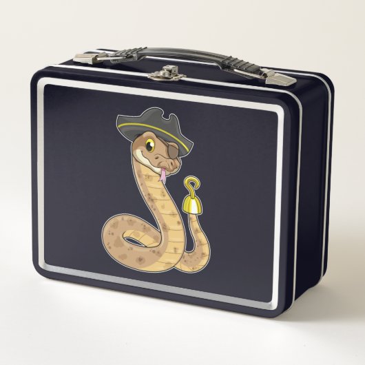 Lunch Box Serpent en pirate avec main crochue et cache-œil (Devant)