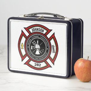 Lunch Box Service d'incendie AJOUTER LE NOM Pompier Insigne