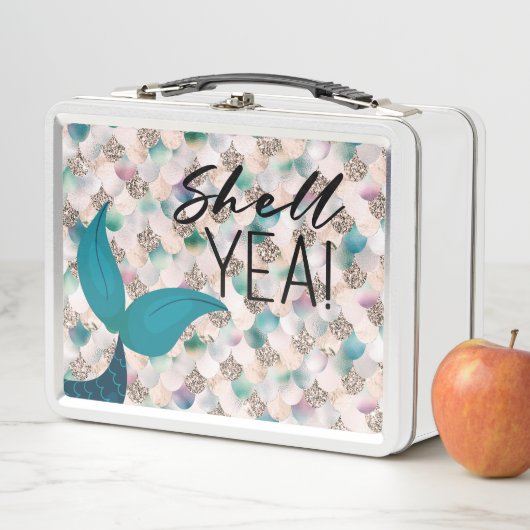 Lunch Box Shell Yea Turquoise & Gold Glam Mermaid Queue & Sc (En situation)