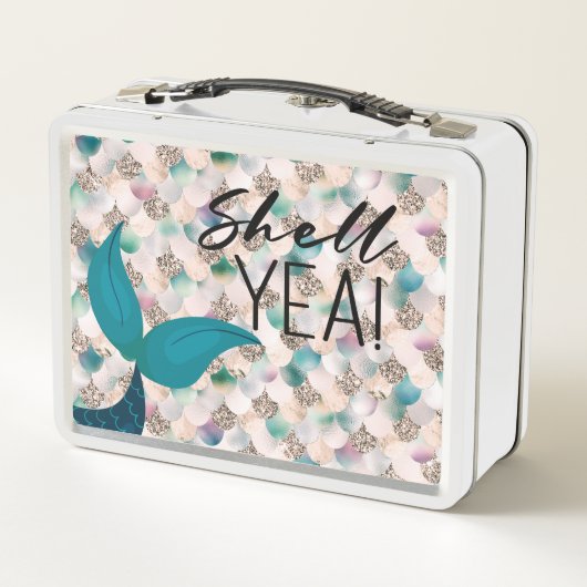Lunch Box Shell Yea Turquoise & Gold Glam Mermaid Queue & Sc (Dos)