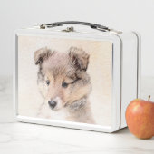 Lunch Box Shetland Sheepdog Puppy Peinture Chien original ar (En situation)