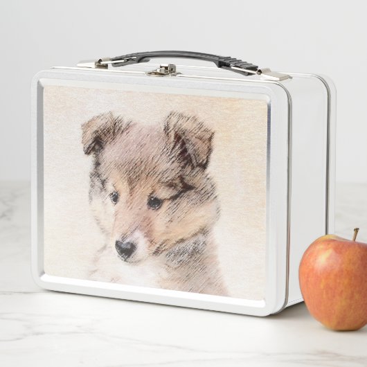 Lunch Box Shetland Sheepdog Puppy Peinture Chien original ar (En situation)