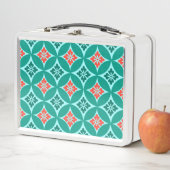 Lunch Box Shippo avec Motif Fleur, Turquoise et Coral (En situation)