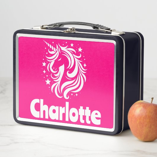 Lunch Box Silhouette Unicorne rose (En situation)