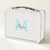 Lunch Box simple ajout de nom monogramme rose rouge jeton (Dos)