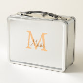 Lunch Box simple minimal ajouter nom monogramme orange marro (Dos)