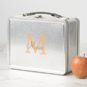Lunch Box simple minimal ajouter nom monogramme orange marro (En situation)