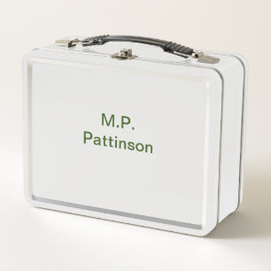 Lunch Box Simple minimal vert ajoutez votre texte nom photo