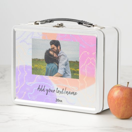 Lunch Box simple nom minimal customisé monogramme couple (En situation)