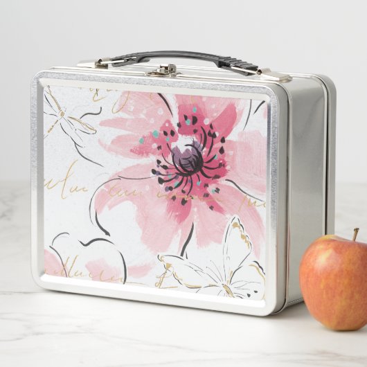 Lunch Box Simplement aquarelle du rose | florale (En situation)