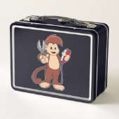 Lunch Box Singe comme coiffeur avec ciseaux et razor (Dos)